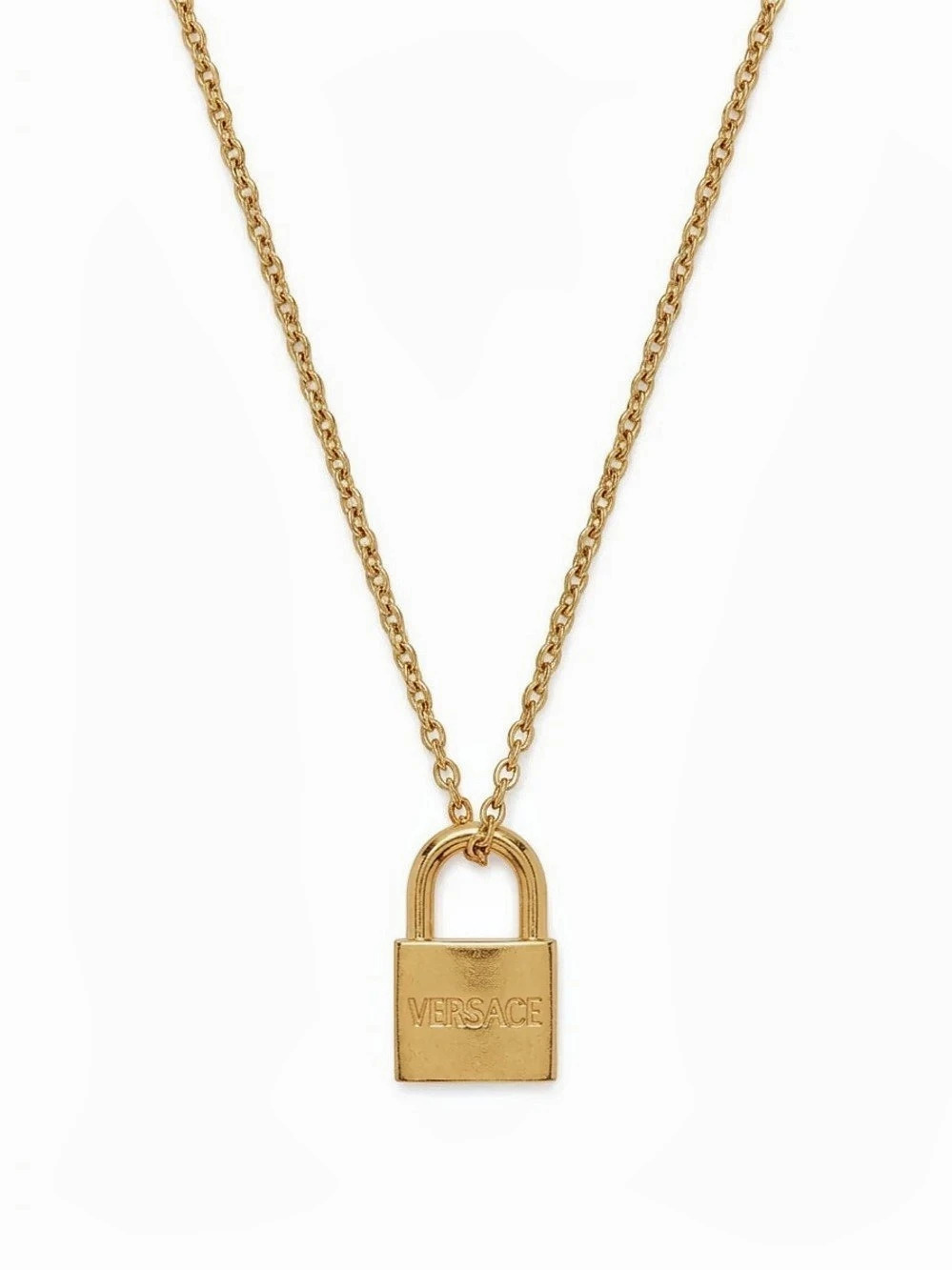 Versace Padlock Pendant Chain Necklace Gold